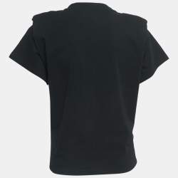Pre Owned Isabel Marant Black Cotton Shoulder Padded Knotted T-Shirt XS