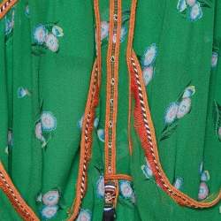 Pre Owned Isabel Marant Green Floral Printed Silk Chiffon Sleeveless Mini Dress S