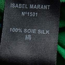 Pre Owned Isabel Marant Green Floral Printed Silk Chiffon Sleeveless Mini Dress S