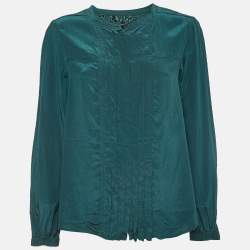 Isabel Marant Dark Green Silk Button Front Blouse L  