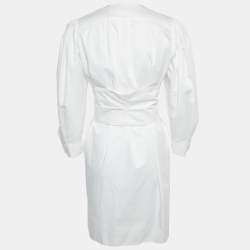 Pre Owned Isabel Marant White Cotton Belted Mini Shirt Dress S