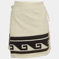 Isabel Marant Cream Patterned Knit Samuel Wrap On Mini Skirt L