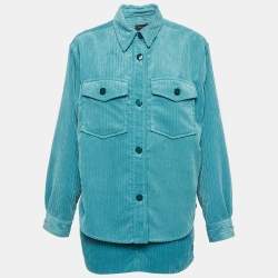 Isabel Marant Teal Blue Corduroy Madiana Jacket and Melva Skirt Set S/M