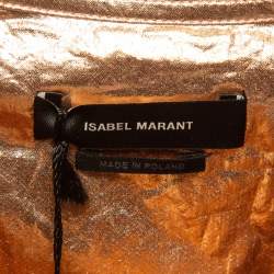 Isabel Marant Metallic Rose Gold Cotton Buttoned Tren Top S