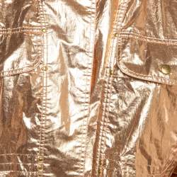 Isabel Marant Metallic Rose Gold Cotton Buttoned Tren Top S