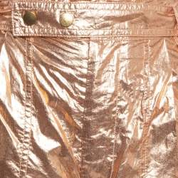 Isabel Marant Metallic Rose Gold Cotton Belted Tweni Shorts M