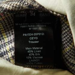 Isabel Marant Multicolor Checked Linen Blend Trousers S