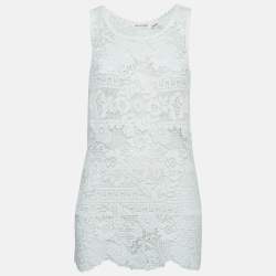 Isabel Marant White Patterned Lace Sleeveless Top M