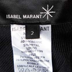 Pre Owned Isabel Marant Black Cotton Belt Detail Tapered Trousers M
