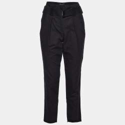 Pre Owned Isabel Marant Black Cotton Belt Detail Tapered Trousers M