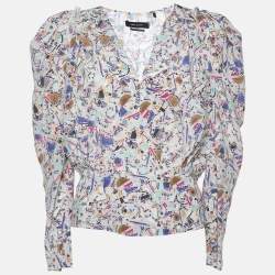 Isabel Marant Multicolor Amba Print Stretch Silk Long Sleeve Blouse M