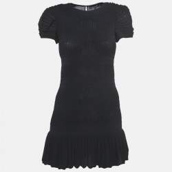 Isabel Marant Black Crinkled Stretch Crepe Mini Dress S