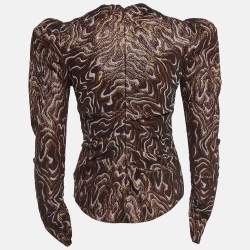 Isabel Marant Metallic Patterned Lurex Ruched Top S