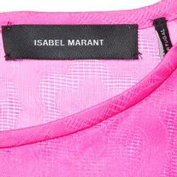 Pre Owned Isabel Marant Fuchsia Pink Floral Silk Jacquard Blouse M