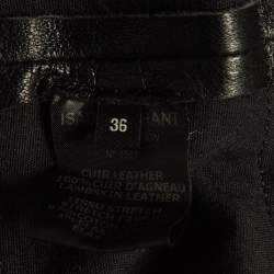 Pre Owned Isabel Marant Black Lambskin Leather Pleated Mini Skirt S