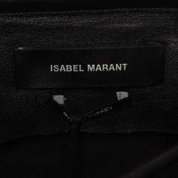 Pre Owned Isabel Marant Black Lambskin Leather Pleated Mini Skirt S