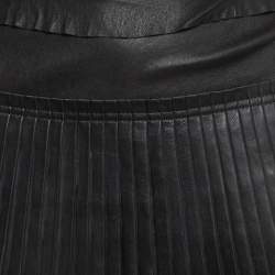 Pre Owned Isabel Marant Black Lambskin Leather Pleated Mini Skirt S