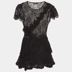 Isabel Marant Black Patterned Lace Top and Skirt Set S/M