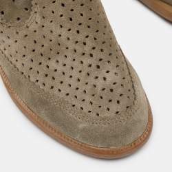 Isabel Marant Grey Cutout Suede Tassel Embellished "Beslay" Wedge Ankle Boots Size 38