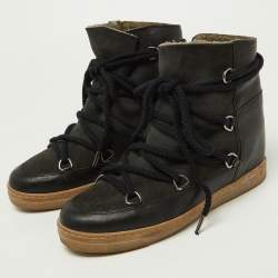 Pre Owned Isabel Marant Black Suede and Leather Nowles Snow Boots Size 39
