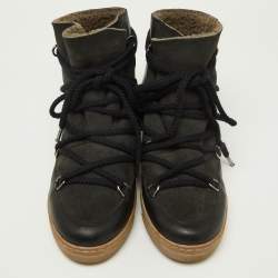 Pre Owned Isabel Marant Black Suede and Leather Nowles Snow Boots Size 39