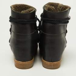 Pre Owned Isabel Marant Black Suede and Leather Nowles Snow Boots Size 39