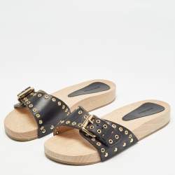 Isabel Marant Black Leather Jaso Slip On Sandals Size 36
