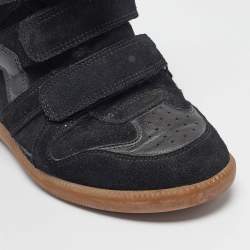 Pre Owned Isabel Marant Black Leather and Suede Bekett Wedge Sneakers Size 40