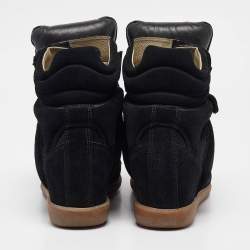 Pre Owned Isabel Marant Black Leather and Suede Bekett Wedge Sneakers Size 40