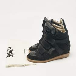 Pre Owned Isabel Marant Black Suede Bekett Wedge Sneakers Size 36