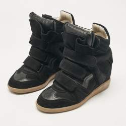 Pre Owned Isabel Marant Black Suede Bekett Wedge Sneakers Size 36
