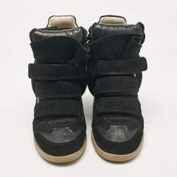 Pre Owned Isabel Marant Black Suede Bekett Wedge Sneakers Size 36