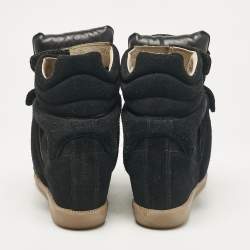 Pre Owned Isabel Marant Black Suede Bekett Wedge Sneakers Size 36