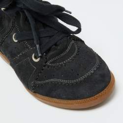 Pre Owned Isabel Marant Black Suede Bobby Wedge Sneakers Size 40