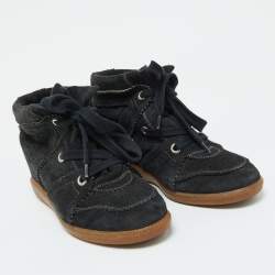 Pre Owned Isabel Marant Black Suede Bobby Wedge Sneakers Size 40