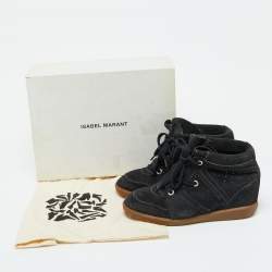 Pre Owned Isabel Marant Black Suede Bobby Wedge Sneakers Size 40