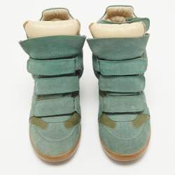 Pre Owned Isabel Marant Green Suede Bekett Wedge Sneakers Size 37