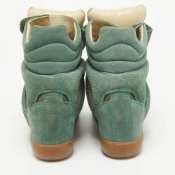 Pre Owned Isabel Marant Green Suede Bekett Wedge Sneakers Size 37