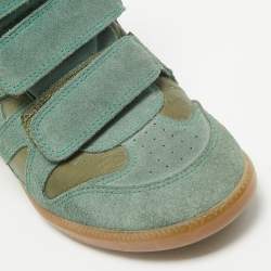 Pre Owned Isabel Marant Green Suede Bekett Wedge Sneakers Size 37