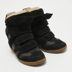 Pre Owned Isabel Marant Black Suede Bekett Wedge Sneakers 37