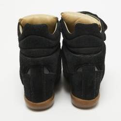 Pre Owned Isabel Marant Black Suede Bekett Wedge Sneakers 37