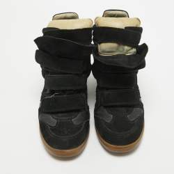 Pre Owned Isabel Marant Black Suede Bekett Wedge Sneakers 37