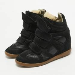 Pre Owned Isabel Marant Black Suede Bekett Wedge Sneakers 37