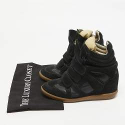 Pre Owned Isabel Marant Black Suede Bekett Wedge Sneakers 37