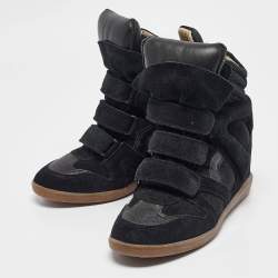 Pre Owned Isabel Marant Black Suede Bekett Wedge Sneakers Size 39