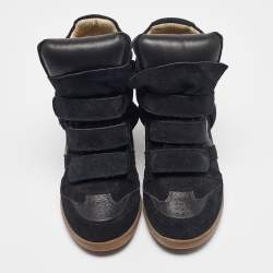Pre Owned Isabel Marant Black Suede Bekett Wedge Sneakers Size 39