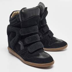 Pre Owned Isabel Marant Black Suede Bekett Wedge Sneakers Size 39