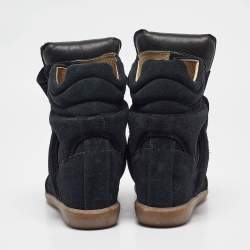 Pre Owned Isabel Marant Black Suede Bekett Wedge Sneakers Size 39