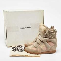 Pre Owned Isabel Marant Multicolor Suede and Leather Bekett Wedge Sneakers Size 40