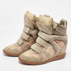 Pre Owned Isabel Marant Multicolor Suede and Leather Bekett Wedge Sneakers Size 40